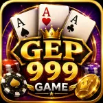 GEP 999 Game logo with playing cards, poker chips, and premium gaming design for Android APK download