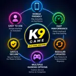 K9 Game mobile gaming platform interface showing smooth navigation and modern design