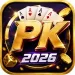 PK 2026 Game logo featuring gold PK lettering, playing cards, gold coins, and a dice on a dark glowing background